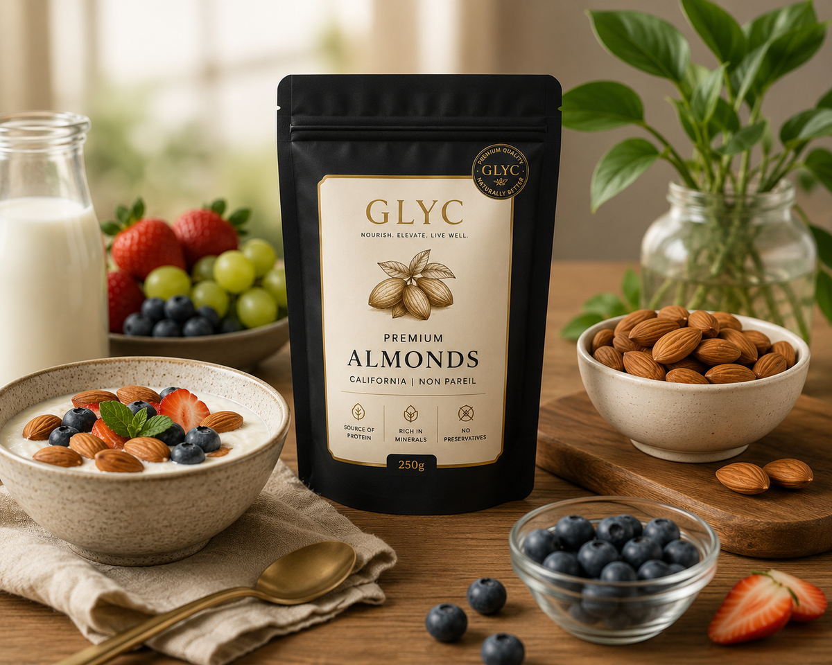 Healthy lifestyle with GLYC Premium Almonds